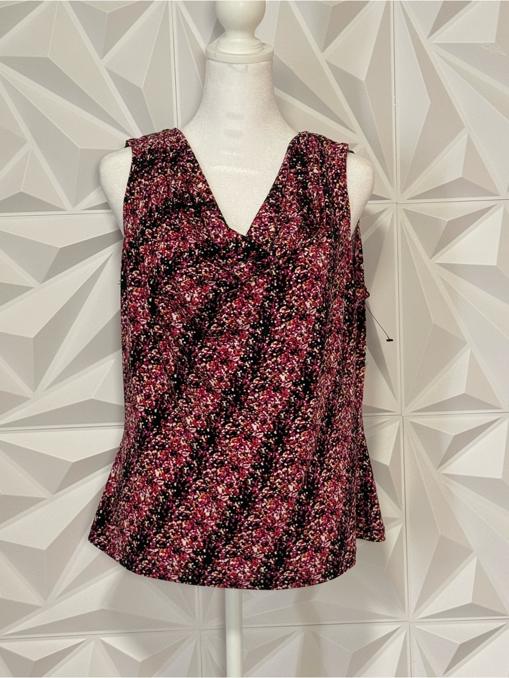 Calvin Klein Pink Multi-Color Drape Neck Sleeveless Camisole